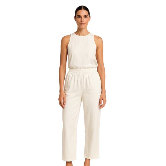 NEW Splendid White Sleeveless Tank Top Crop Wide Leg Pants 2 Pc Set Size XS - Picture 1 of 6
